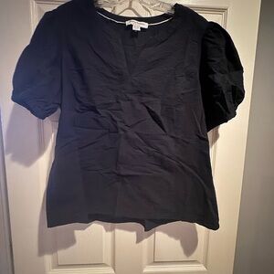 Tommy Bahama Black Puff Sleeve V-Neck Blouse